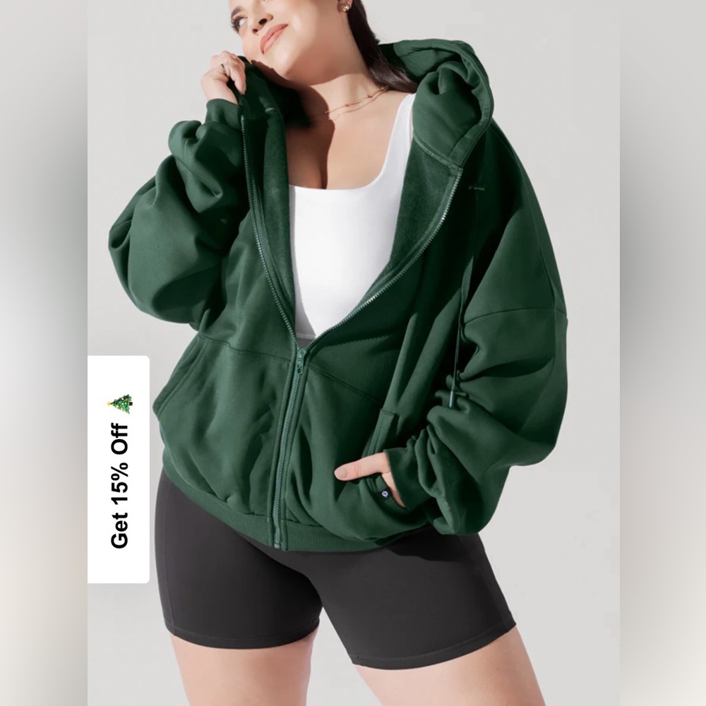 POPFLEX Forest Green zip cloud Women's Hoodie